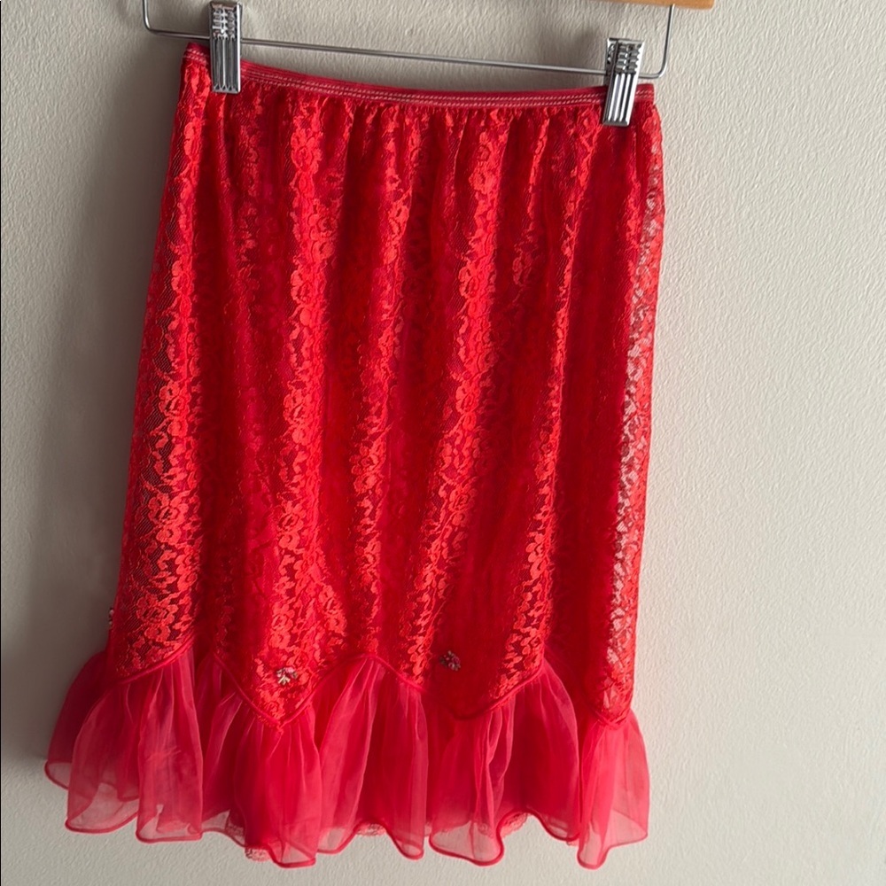 Vintage Elegant Red Lace Skirt